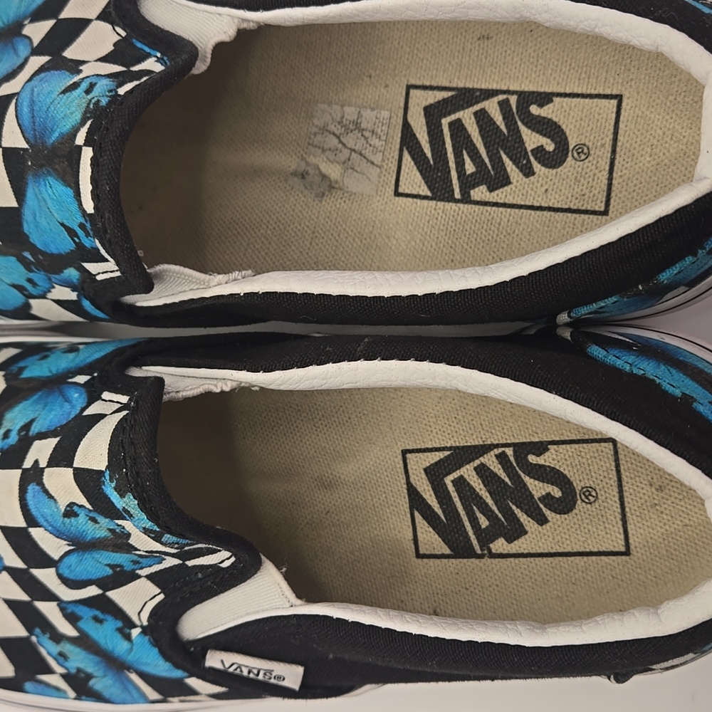Vans Classic Slip-On Butterfly Checkerboard Pattern Sneaker Shoes Sz 6.5M 8.0W - Picture 5 of 8